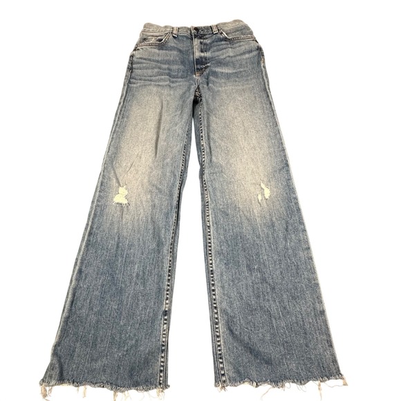 ASKK NY Women's Size 25 Crop Wide Leg Raw Hem Denim Jeans Made in USA